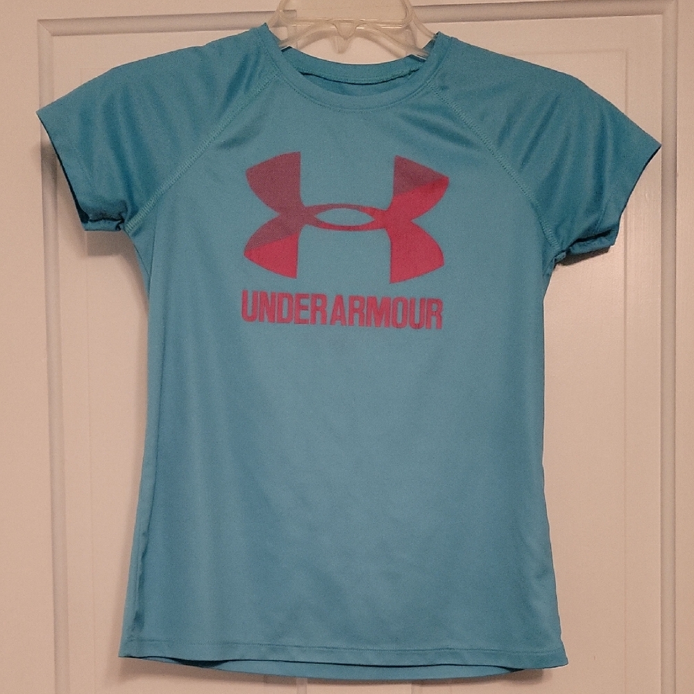 Under Armour Aqua Shirt with Magenta Logo
